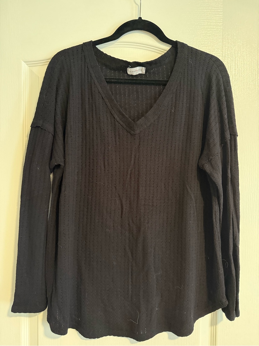 First Love Black V-Neck Lightweight Knit Sweater